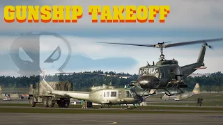 Running takeoff in a UH-1 Huey gunship in DCS World