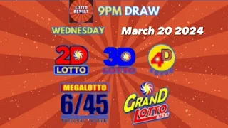 LOTTO RESULT | 9PM LOTTO DRAW | TODAY | MARCH 20, 2024  [WEDNESDAY] 2D | 3D | 4D | 6/45 | 6/55