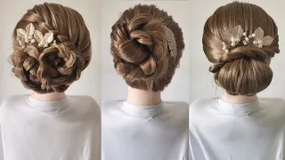 Easy Bun Hairstyles For Short Hair Without Donut | Diy Summer Hairstyles Weddings | Prom Hairstyles