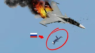 Russian SU-30 pilot tries to jump away from exploding after being attacked by Ukrainian missile but.