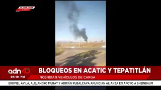 🚨¡Última Hora! Reportan bloqueos e incendio de vehículos en Acatic y Tepatitlán, Jalisco