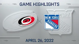 NHL Highlights | Hurricanes vs. Rangers - Apr. 26, 2022