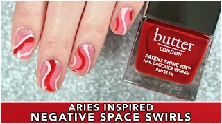 Aries Inspired Negative Space Swirls Nail Art || butter LONDON Zodiac Nail Vault || caramellogram