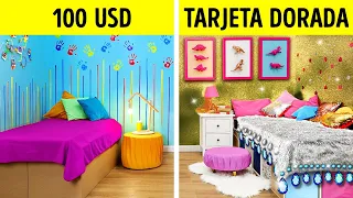 INCREÍBLE DESAFÍO DE CAMBIO DE IMAGEN DE UNA HABITACIÓN || DIY barato VS. caro por 123 GO! FOOD