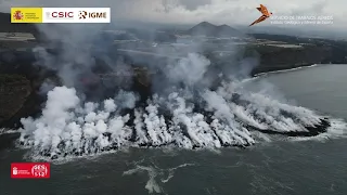 23/11/21 Vuelo sobre el recién creado delta lávico, zona punta del perdido Erupción La Palma IGME