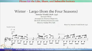 Winter - Largo (from the Four Seasons) - Antonio Vivaldi (1678-1741) for Classical Guitar with TABs