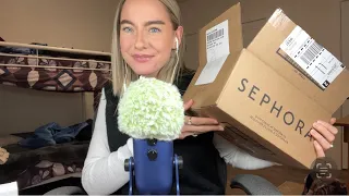 ASMR ✨ what I got from the Sephora holiday savings event (makeup haul, tapping, whispers, triggers)