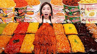 ENG SUB) Spicy 🔥 Six Flavors Korean Fire Noodle Wraps & Buldak Enoki Mushrooms Mukbang ASMR Ssoyoung