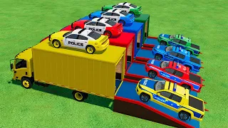 TRANSPORTING VARIOUS POLICE CARS WITH ISUZU TRUCKS ! Farming Simulator 22