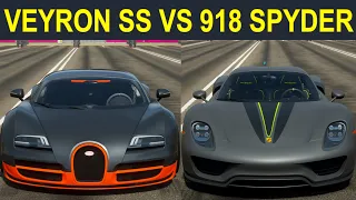 Forza Horizon 4: Ultimate Hypercar Drag Race l Bugatti Veyron SS vs. Porsche 918 Spyder