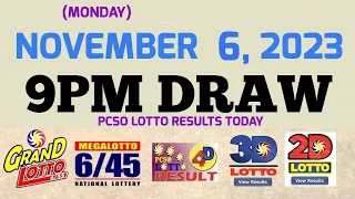 Lotto Result Today 9pm draw November 6, 2023 6/55 6/45 4D Swertres ez2 PCSO#lotto