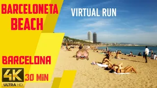 🏖️😎RUN AT THE BEACH | Virtual Run in Barceloneta Beach, Barcelona, Spain | Treadmill video #021