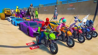 GTA V - FNAF and POPPY PLAYTIME CHAPTER 3 in the Epic New Stunt Race For MCQUEEN CARS by Trevor #7