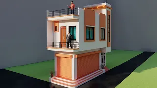 Small New Shop With House Elevation,3D 10x20 dukan or makan ka naksha,Best House Plan