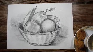 how to draw a fruit bowl step by step - fruit bowl drawing tutorial