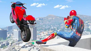 GTA 5 Iron Spiderman Motorcycle Stunts/Fails/Ragdolls Episode 3(Euphoria Ragdolls)