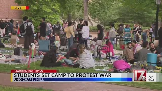 UNC-Chapel Hill students set camp to protest Israel-Hamas war