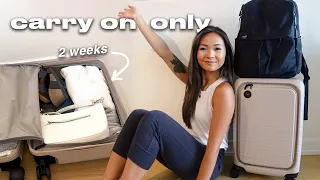 ✈️ pack with me | carry on luggage only for 2 weeks, packing tips & outfit planning