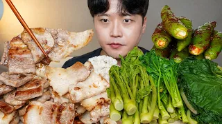 아내표 집밥🍚 삼겹살 땡초김치 봄나물 두릅 엉개 머위대 요리 먹방 Pork Belly & Chili Kimchi ASMR MUKBANG REAL SOUND EATING SHOW