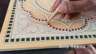 Tanjore painting. Muck work. Making cone muck design - 3. karuku design. By Arts Seenu