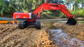 Story Line : RC Excavator Hitachi & Volvo Making Project Blue Gutter