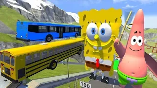 Heavy Vehicle High Speed Jumps Over SPONGEBOB & PATRICK In Green Slime Pool - BeamNG.drive Jumps