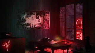 Film Noir Detective Office ASMR Ambience (rain on window, typewriter, smooth jazz)