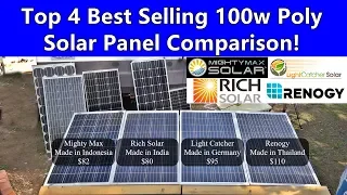 100w Polycrystalline 12v Solar Panel Showdown! Renogy vs Rich vs Lightcatcher vs Mightymax