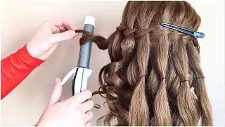 Простая и Красивая Прическа на Новый год 2021 Водопад с локонами. Waterfall Braid. Holiday Hairstyle