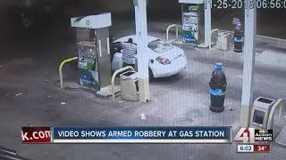 Video shows armed robbery at gas station