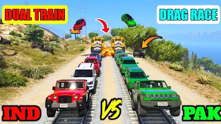 INDIA VS PAKISTAN | GTA 5 INDIA VS PAKISTAN CARS DOUBLE TRAIN TRACK DRAG RACE | Gta 5 Gameplay