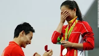 Rio Olympics - Chinese Diver He Zi - Engagement Ring at Rio