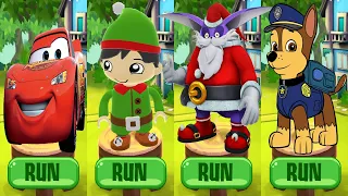 Tag with Elf Ryan vs Santa Big Sonic Dash vs PAW Patrol Chase vs McQueen - Run Gameplay