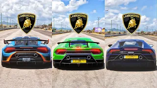 FH5 DRAG RACE - Lamborghini Huracan STO Vs Huracan Performante Vs Huracan Evo