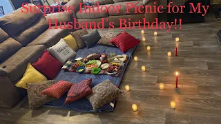 How to have a Surprise! Romantic! Indoor Picnic//Date night//My Husband’s Birthday||