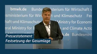 Pressestatement zum Thema Festsetzung der Gasumlage von Robert Habeck