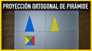 Cómo hacer una PIRÁMIDE en proyecciones ortogonales - RÁPIDO Y FÁCIL - Dibujo técnico.