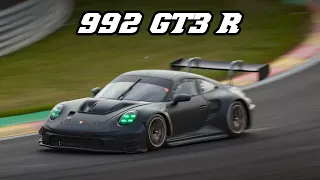 2023 PORSCHE 992 GT3 R | test at Spa | silenced exhaust sounds & body details