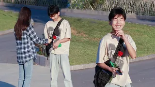 When Men Receive a Rose From a Girl They Don't Know | Prank