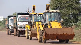 My Old JCB 3dx vs New JCB 3dx Xtra Loading Mud in Tata 2518 Truck and Tata 2518 Tipper