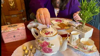 An English Breakfast Tea for One (Soft Spoken only) Tempest in a Teapot & Goodies to Eat~ASMR