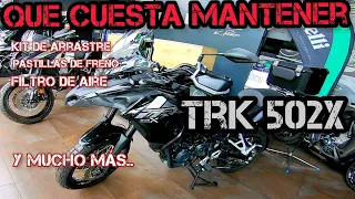 BENELLI TRK 502X Que cuesta mantenimiento, kit de arrastre, pastillas de freno etc