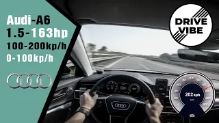 [4k] Audi A6 - 35tdi (2020) - 163hp - POV - 0-100 / 100-200 kph Autobahn