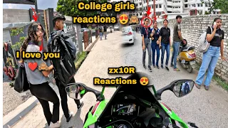 Cute College Girls Shocking Reactions ||Best Zx10r Reactions || Girls shocking pro Rider Is Back🥺❤️