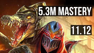 RENEKTON vs ZED (MID) | 5.3M mastery, 700+ games, Legendary | KR Grandmaster | v11.12