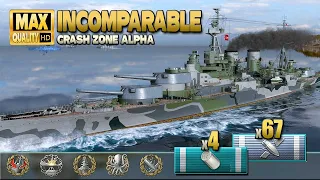 Battleship Incomparable on map "Crash Zone Alpha" - World of Warships