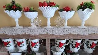 WINTER TOUR 2021 | Thrifted Vintage MCM Retro Milk Glass, Pyrex, Brass Deer & Snowy Décor Collection