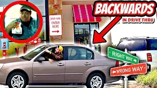 GOING THROUGH DRIVE THRU'S BACKWARDS FOR 24 HOURS!! (DRIVING IN REVERSE THROUGH DRIVE THRU'S)