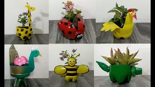 macetas de BOTELLAS PLASTICAS  recicladas ANIMALES CREATIVOS materas de animales de reciclaje