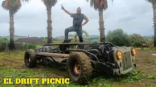 Banco de picnic con motor v8 y suspension neumatica EL DRIFT PICNIC